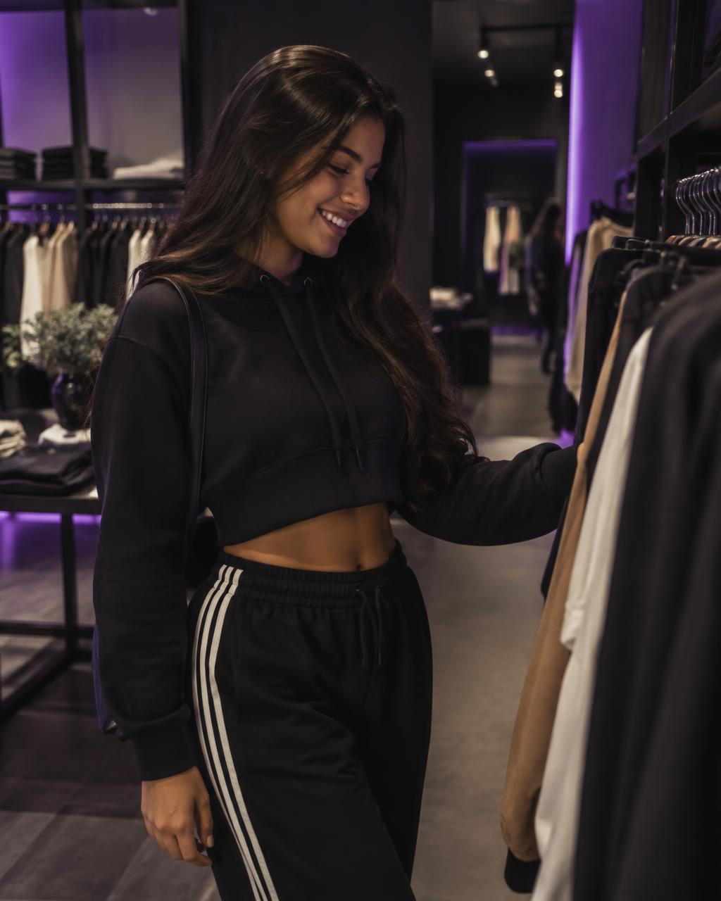 Cliente escolhendo roupas na loja