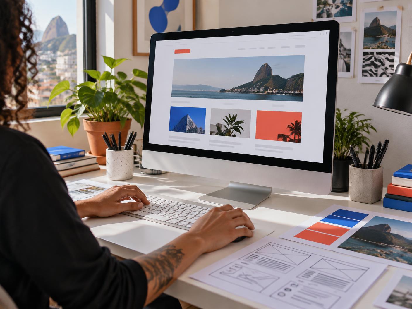 Profissional criando um site em um espaço de trabalho